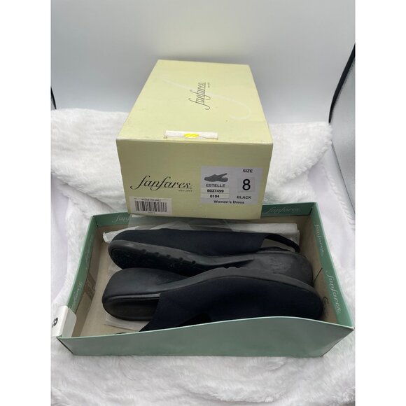 Vintage Fanfares Black SquareToe Slingback Pumps Size 8 - Picture 9 of 10